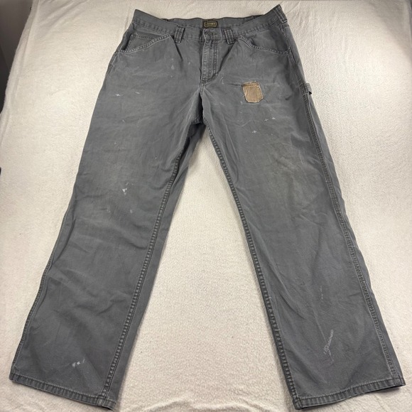 Schmidt Workwear Carpenter Pants Mens38x34 Gray Work Utility Trousers Distressed - Picture 1 of 16